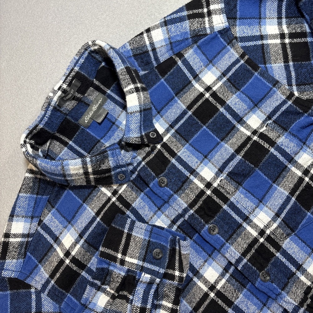 Eddie Bauer Shirt Mens Tall Large Plaid Flannel Button Down Classic Fit